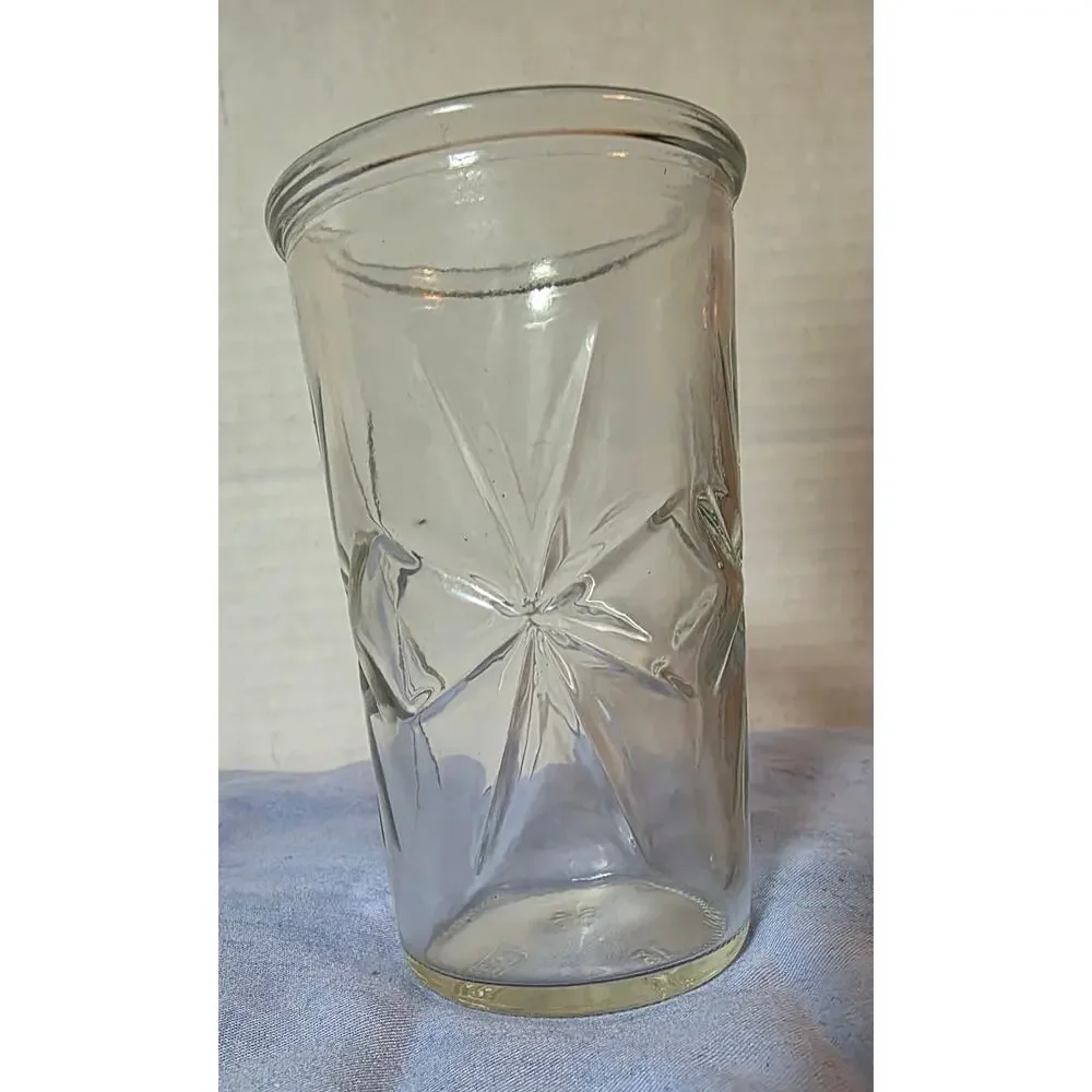 Vtg Starburst Jelly Jar Glasses Clear Juice Tumblers Set of 2
